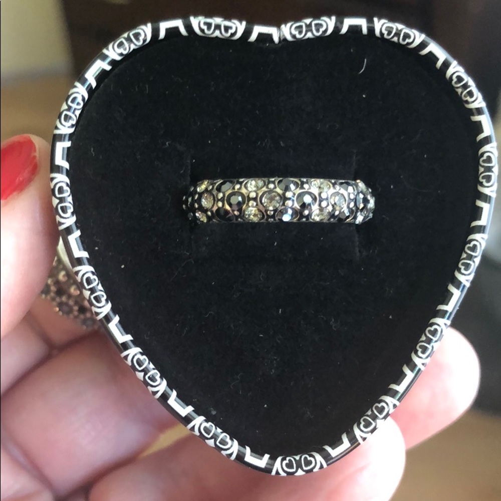 Brighton Stackable Ring Black/White Crystals Sz8